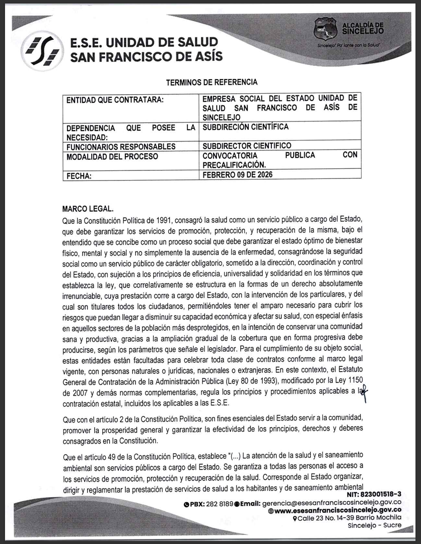 CONVOCATORIA PÚBLICA CON PRECALIFICACIÓN 003-2026